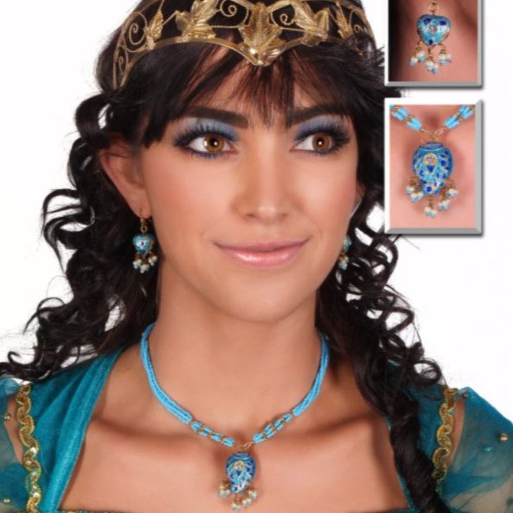 Indian Handmade Jewelry Bridal Blue Necklace Set